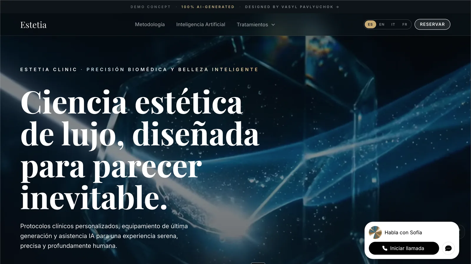 Estetia — clínica de medicina estética, sitio de demostración de Tech Booster